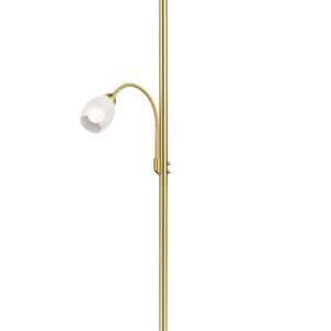 Gerry Lampadaire avec Lampe de Lecture en Métal laiton mat avec Diffuseurs en Verre Blanc H. 180cm