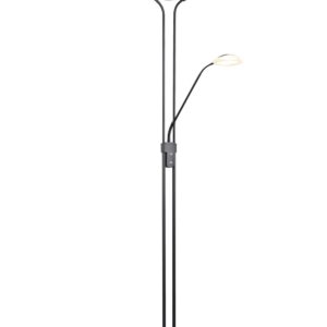 Orson Lampadaire Noir Mat LED avec Lampe de Lecture à Variation d'Intensité et Allumages Séparés H. 180cm