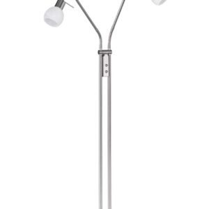 Lampadaire Antibes en métal acier satiné avec 2 diffuseurs flexibles en verre albâtre et allumage séparé H. 125 cm.
