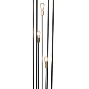Vito Lampadaire Noir et Laiton Antique à 3 Lumières H. 152Cm