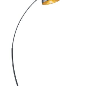 Recife Lampadaire Arc Noir Diff. Métal Noir Intérieur Or H.150