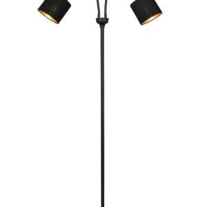 Tommy Lampadaire Noir Flexible Avec 2 Abat-jours Noir et Or Avec Allumages Séparés H.130Cm