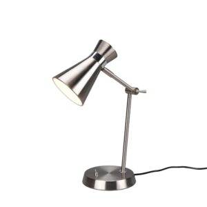 Enzo Lampe de Table à Double Cône en Métal Acier Satiné H. 50cm