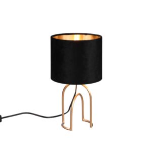 Lampe de table Grace en métal doré avec abat-jour en velours noir et doré H. 34cm