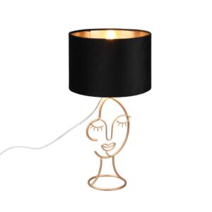 Lampe de table Mary en métal doré avec abat-jour en velours noir et doré H. 45,5 cm