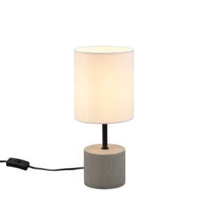 Lampe de table Ben avec base en ciment gris et abat-jour blanc H. 35 cm