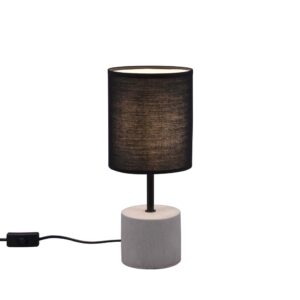 Lampe de table Ben avec base en ciment gris et abat-jour noir H. 35 cm