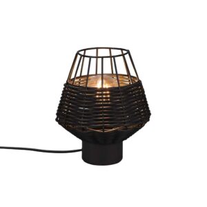Lampe de table Borka en rotin, couleur noir mat, H. 20cm