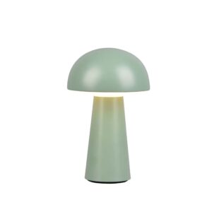 Lampe de table LED Lennon pour l'extérieur, rechargeable par USB avec allumage tactile, 4 intensités de lumière verte, H. 21,5 cm, IP44.