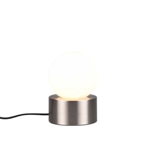 Lampe de Comtesse - Base en acier métallique avec verre blanc - Allumage tactile H. 17cm