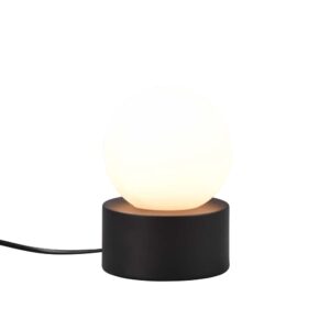 Lampe de table Countess avec base en métal noir et verre blanc, allumage tactile H. 17cm