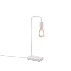 Milla Lampe de Table Blanche avec Base de Recharge Inductive pour Téléphone Portable avec Interrupteur Tactile H. 51cm