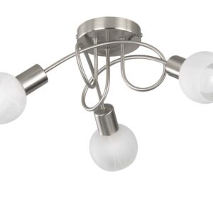 Antibes Girandola 3 Spots en Acier Décor Chrome avec Douilles E14 et Diffuseurs en Verre Décor Alabâtre D. 45