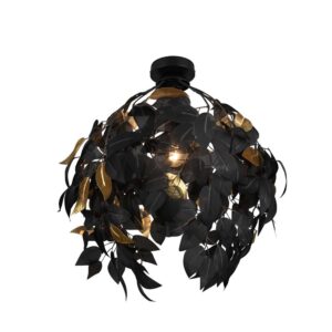 Leavy Plafonnier Feuilles Lavables Noir et Or D. 38Cm