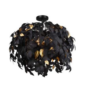 Leavy Plafonnier Feuilles Lavables Noir Et Or D. 70Cm