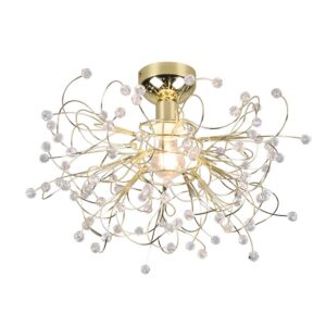 Gloria Plafonnier Fil Métal Or Avec Effet Cristal Gemmes D. 52Cm