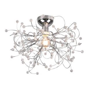 Gloria Plafonnier en Fil de Métal Chromé avec Effet Cristal Gemmes D. 52Cm