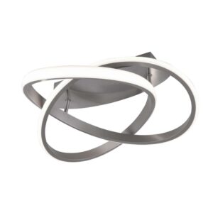 Lustre LED en spirale en acier satiné avec réglage d'intensité et interrupteur, diamètre 45 cm.