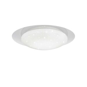 Frodo Plafonnier LED avec diffuseur blanc effet étoiles, bord transparent et télécommande multifonction D.35