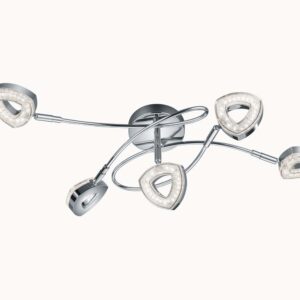 Tours Plafonnier 5 Spots LED Intégrés dans un Diffuseur Triangle Chromé