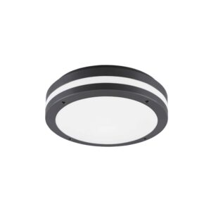 Plafonnier LED d'extérieur Kendal en métacrylate noir D. 30 IP55