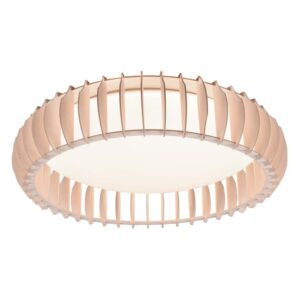 Monte Plafonnier LED avec Structure en Bois de Couleur Naturelle et Télécommande Multifonction D.60cm