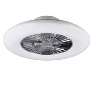 Visby - Ventilateur de plafond Plafonnier avec LED SMD 38W Ø59,5 cm avec fonction été-hiver Chrome