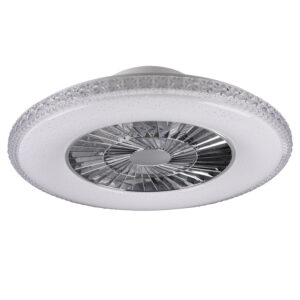Harstad - Ventilateur de plafond Plafonnier avec LED SMD 38W Ø60 cm avec fonction été-hiver Chrome