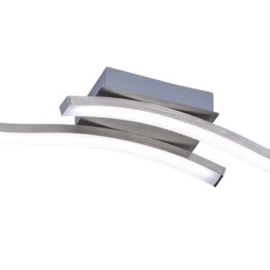 Plafonnier LED à 2 barres ondulées en acier satiné L. 54 cm