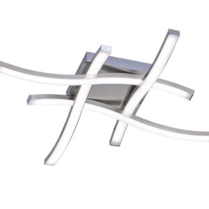 Plafonnier LED 4 barres ondulées en acier satiné 45,2 cm x 45,2 cm