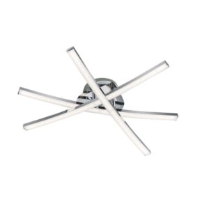Capella Plafonnier LED 3 Lumières Baguettes avec Diffuseurs Chromés et Satinés D. 50cm