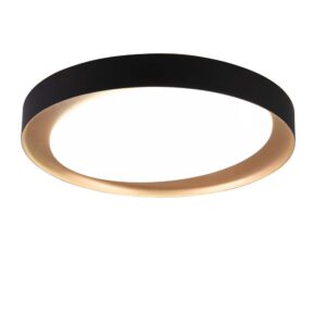 Zeta Plafonnier LED avec diffuseur blanc, bordure noire et or, et télécommande multifonction D.48,5