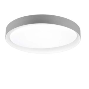 Zeta Plafonnier LED avec diffuseur blanc et bordure grise et blanche, télécommande multifonction D.48,5
