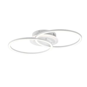Plafonnier LED à double cercle blanc avec lumière centrale et réglage d'intensité interrupteur L.58Cm