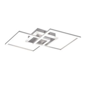 Plafonnier LED Double Carré en Aluminium avec Lumière Centrale Réglable et Interrupteur d'Intensité L.58Cm