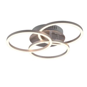 Plafonnier LED Circle en acier satiné avec 3 anneaux orientables et télécommande multifonction L. 41cm