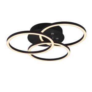 Plafonnier LED Noir à 3 Cercles Orientables avec Télécommande Multifonction L. 41cm