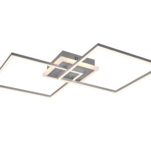 Arrivo Plafonnier LED Double Carré en Aluminium Mat avec Télécommande Multifonction, également RGB, L.61cm.
