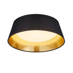 Ponts Plafonnier LED avec diffuseur en métacrylate blanc et abat-jour intérieur noir doré D.34cm