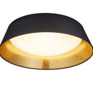 Ponts Plafonnier LED avec diffuseur en métacrylate blanc et abat-jour intérieur noir doré D.45Cm