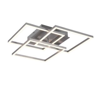 Luminaire mural à LED en acier satiné avec 3 carrés orientables et télécommande multifonction L. 41 cm