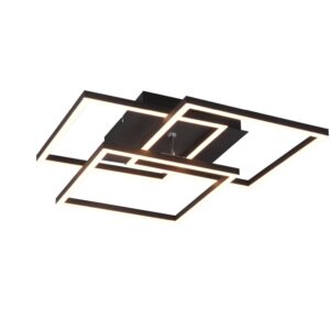Luminaire mural à LED noir avec 3 carrés orientables et télécommande multifonction L. 41cm