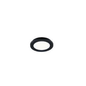 Plafonnier LED rond en métal noir mat Camillus avec fonction de gradation et interrupteur mural normal IP44 D. 17cm