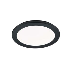 Plafonnier LED rond en métal noir mat Camillus avec fonction de gradation et interrupteur mural standard IP44 D. 26cm