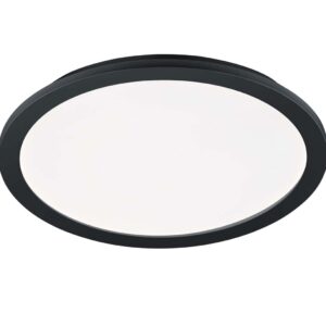 Plafonnier LED rond en métal noir mat Camillus avec fonction de gradation et interrupteur mural normal IP44 D. 40cm