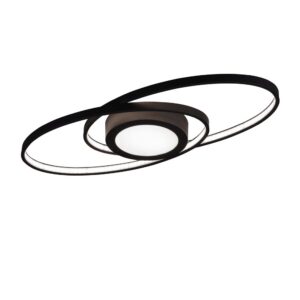 Galaxy Plafonnier LED Double Ellipse Anthracite avec Lumière Centrale et Réglage d'Intensité avec Interrupteur L.57Cm