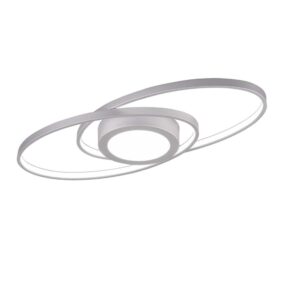 Plafonnier LED double ellipse Galaxy en aluminium avec lumière centrale et réglage d'intensité avec interrupteur L.57Cm