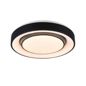 Mona Plafonnier Led avec technologie multifonction "Wiz" diffuseur effet ciel étoilé et bord noir mat D. 38cm