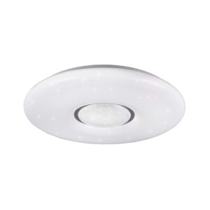 Lustre LED avec technologie multifonction "Wiz", diffuseur effet ciel étoilé et effet central en cristal, D. 41cm.