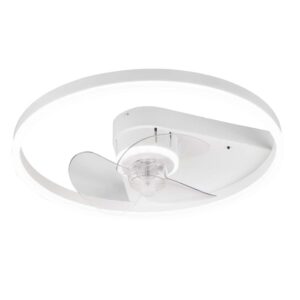Plafonnier LED Borgholm Blanc Mat avec Ventilateur et Télécommande Multifonction Réglable 3 Intensités et Température de Couleur, et Minuterie D.50Cm